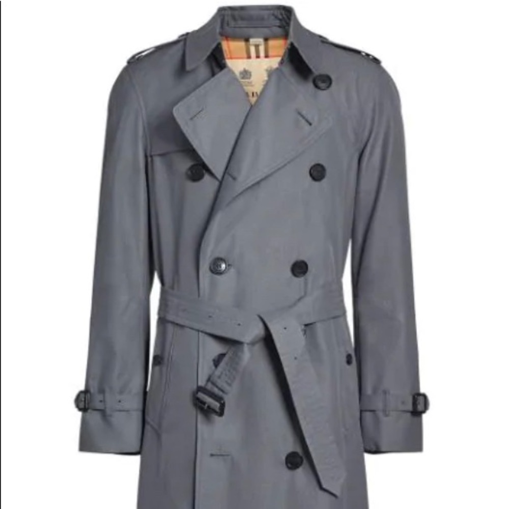 Burberry Double Breasted Grey Trench Coat 44Reg - Picture 2 of 8